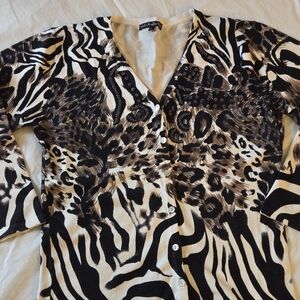 American Vintage Pierri New York Zebra Print Cardigan Sweater